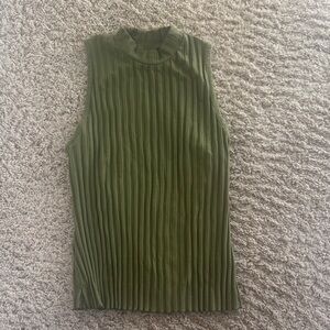 A New Day Olive Green Pleated Tank Top